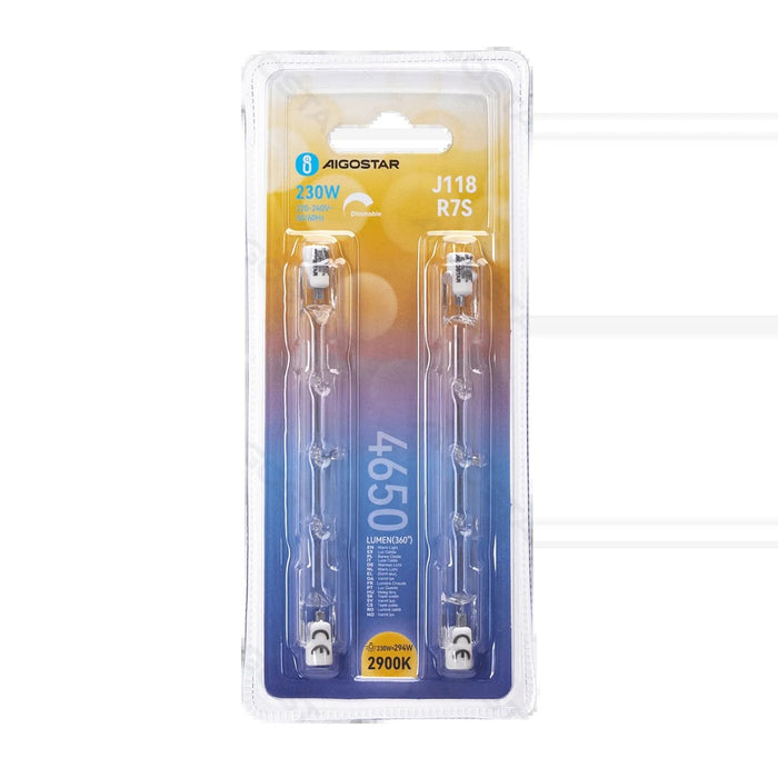 R7S alogena 118CM 230W 4650LM 2900K Blister da 2pz - Prezzo per Blister - ElettroWatt.eu