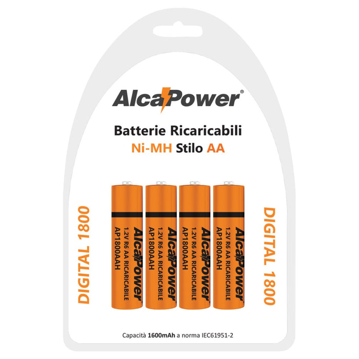 Batterie Stilo AA Ricaricabili, blister 4 pezzi - 1800mah - ElettroWatt.eu