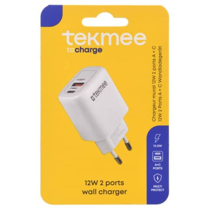 CARICATORE USB DA MURO USB E TYPE C 2.4A - ElettroWatt.eu