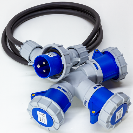 ADATTATORE INDUSTRIALE 3 PRESE 16A CON CAVO 2.2METRI - CAVO IN NEOPRENE 3G2.5 - PROTEZIONE IP67 - ElettroWatt.eu