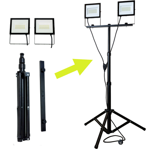 KIT 2 PROIETTORI TERMINUS 50W CAD. 4000LM CAD. CABLIATI CON TREPIEDE - ElettroWatt.eu