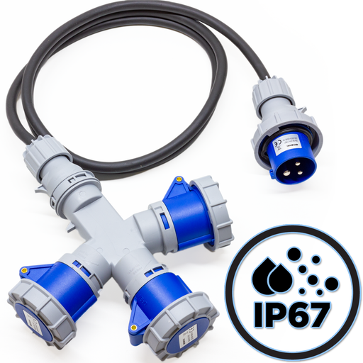 ADATTATORE INDUSTRIALE 3 PRESE 16A CON CAVO 2.2METRI - CAVO IN NEOPRENE 3G2.5 - PROTEZIONE IP67 - ElettroWatt.eu