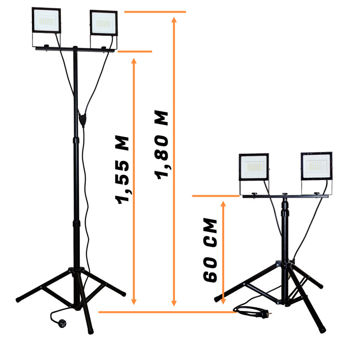 KIT 2 PROIETTORI TERMINUS 50W CAD. 4000LM CAD. CABLIATI CON TREPIEDE - ElettroWatt.eu