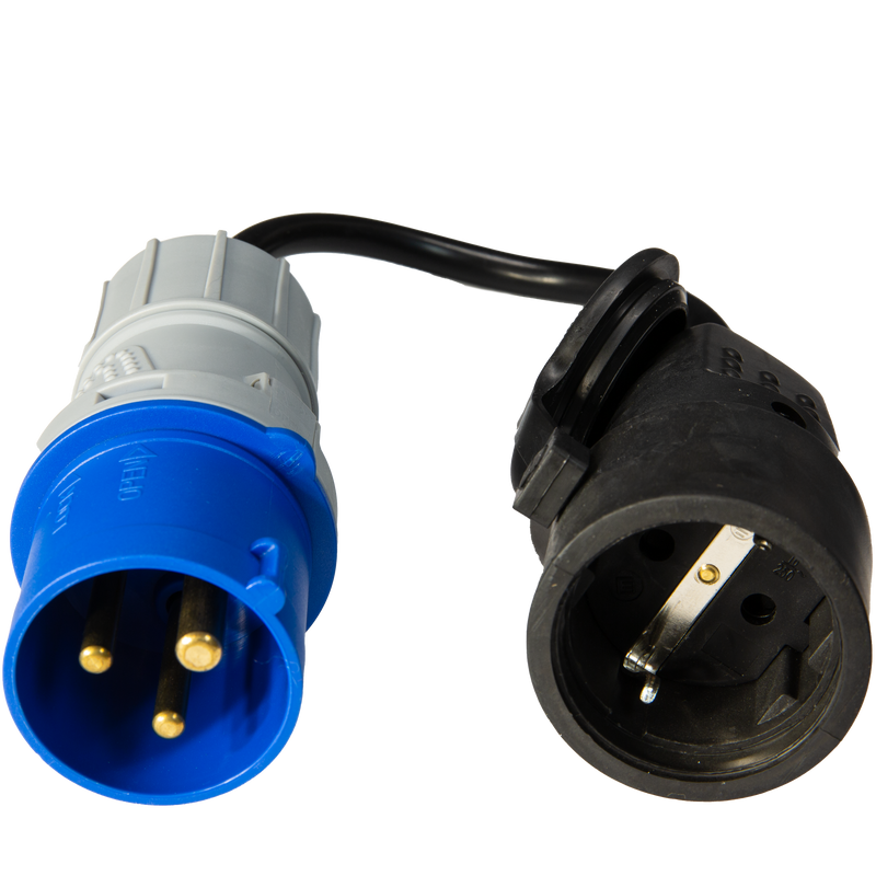 PROLUNGA ADATTATORE 30 CENTIMETRI CON SPINA CEE E PRESA STANDARD TEDESCO - CAVO 3G1.5 - IP44 - ElettroWatt.eu