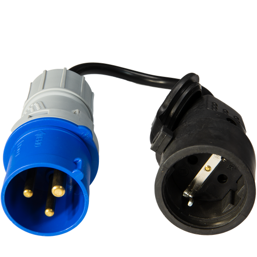 PROLUNGA ADATTATORE 30 CENTIMETRI CON SPINA CEE E PRESA STANDARD TEDESCO - CAVO 3G1.5 - IP44 - ElettroWatt.eu