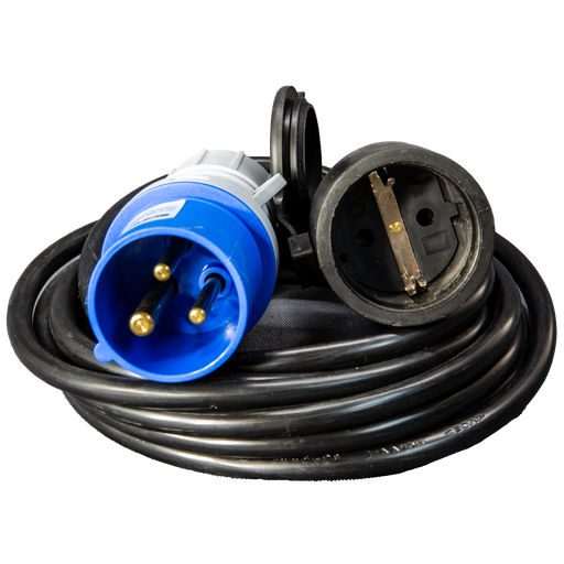 PROLUNGA ADATTATORE 5 METRI CON SPINA CEE E PRESA STANDARD TEDESCO - CAVO 3G1.5 - IP44 - ElettroWatt.eu