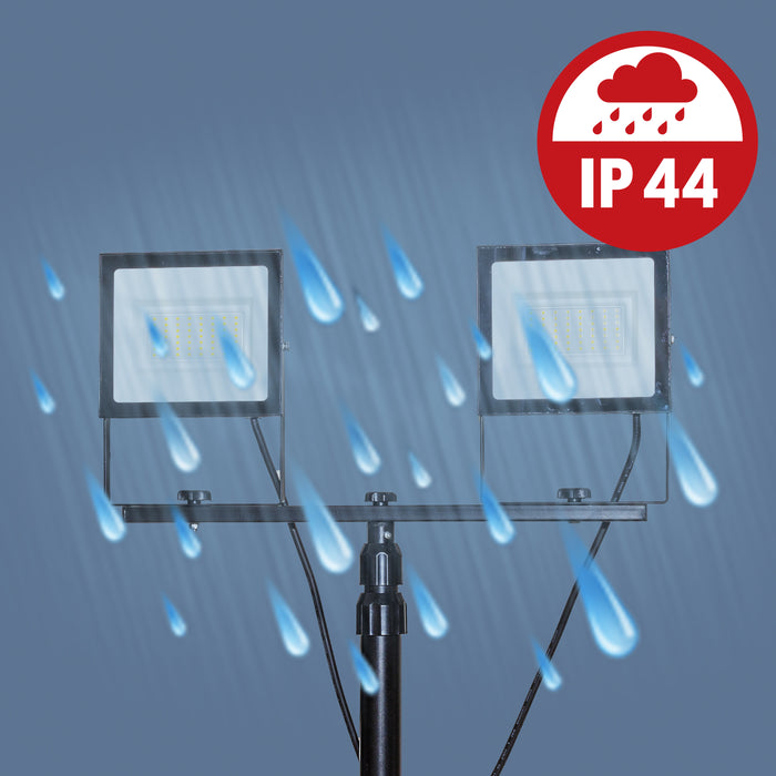 KIT 2 PROIETTORI TERMINUS 50W CAD. 4000LM CAD. CABLIATI CON TREPIEDE - ElettroWatt.eu