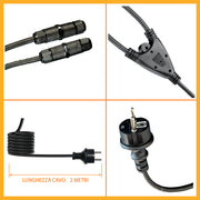 Cavo per due fari - cablaggio doppio con spina schuko - sdoppiatore elettrico doppio serracavo con morsetti stagni - alimentazione elettrica a due vie. - ElettroWatt.eu