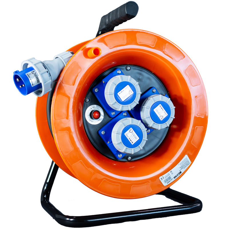 Avvolgicavo industriale IP67 - 3 prese CEE - 30 metri 220V Cavo in Neoprene H07rn-f - ElettroWatt.eu