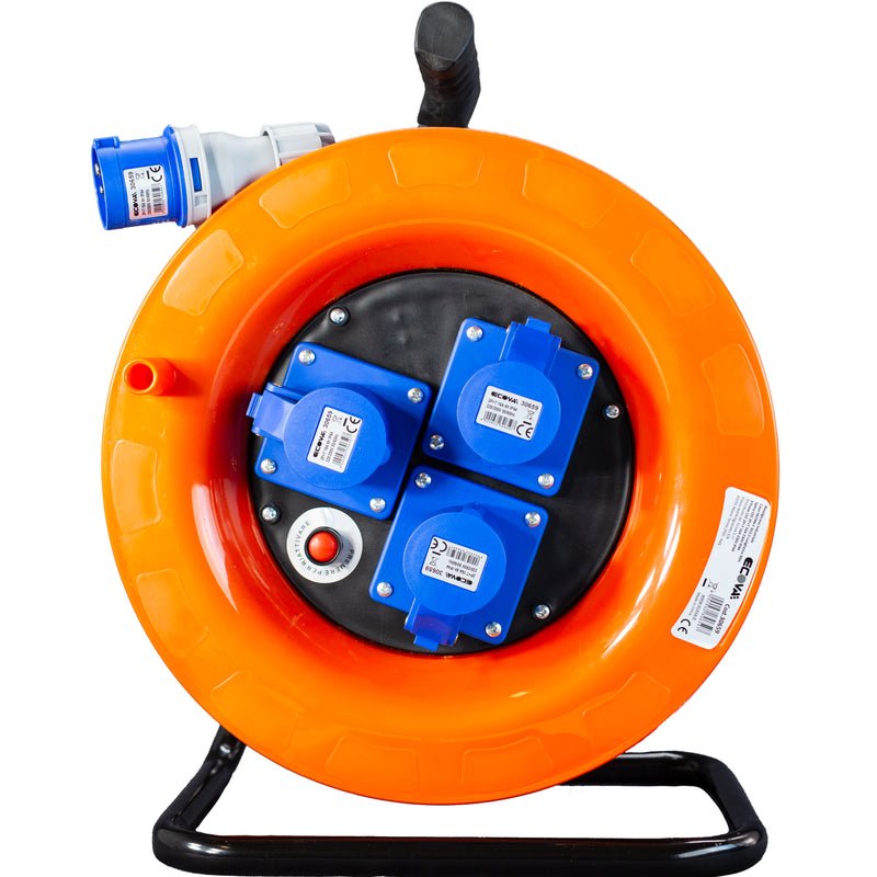 Avvolgicavo industriale IP44 - 3 prese CEE - 30 metri 220V Cavo in Neoprene H07rn-f - ElettroWatt.eu