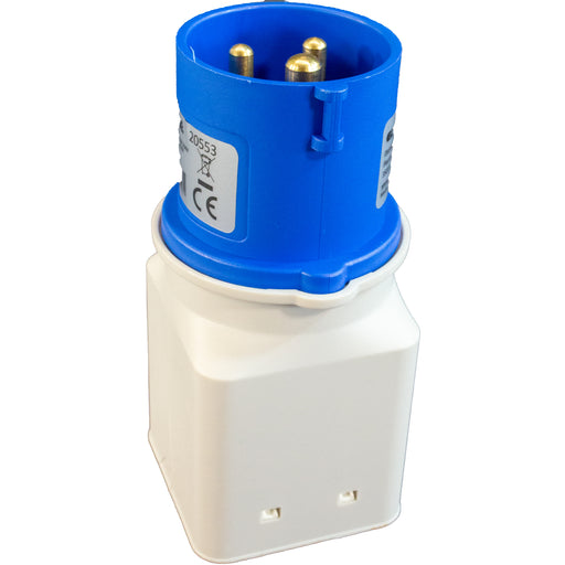Adattatore Industriale Monofase - Spina CEE 16A - 2 Prese Bipasso 16A 220V - Elettrowatt