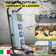 QUADRO TERMOP. 3 PRESE 2P+T 16A 230V IP67 + PULSANTE D'EMERGENZA + CAVALLETTO ACCIAIO - ElettroWatt.eu