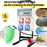 Quadro Elettrico da Cantiere ASC + cavalletto d'acciaio – 2 Prese 220V da 16A e 2 Prese 400V a 4 Poli - ElettroWatt.eu