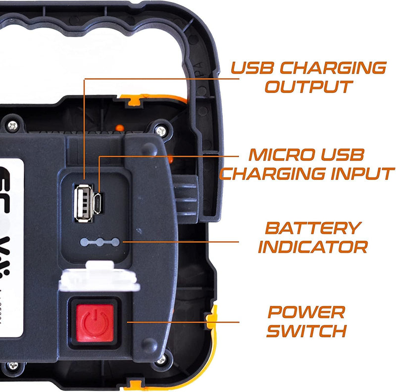 Faretto Led Ricaricabile 10W - Impermeabile IP65 - Luce da Campeggio , faro da lavoro, funziona come PowerBank - ElettroWatt.eu
