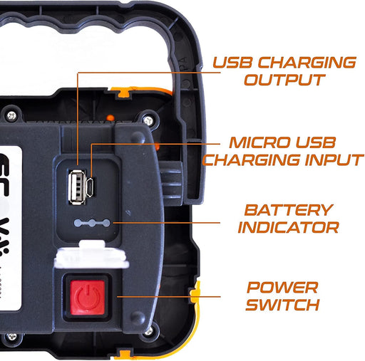 Faretto Led Ricaricabile 10W - Impermeabile IP65 - Luce da Campeggio , faro da lavoro, funziona come PowerBank - ElettroWatt.eu