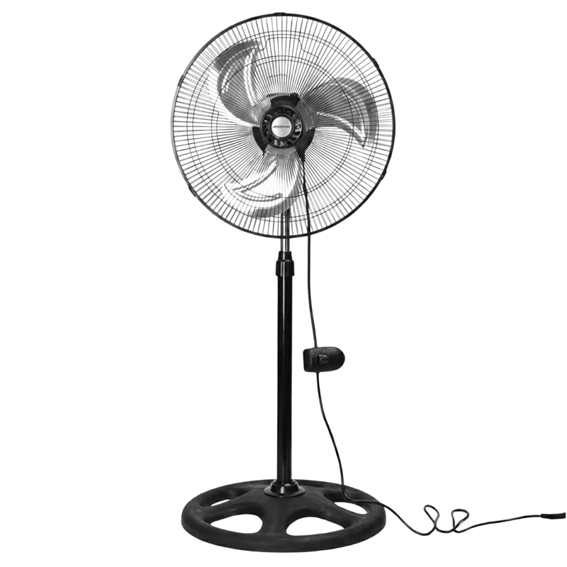 Ventilatore a piantana oscillante o fisso ad inclinazione variabile- 3 pale in ferro cromato - 90W- 3 velocità - Diametro 45cm - altezza regolabile