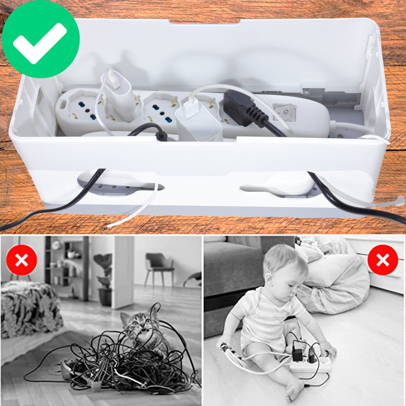 Scatola Porta Cavi in ABS super resistente, Protezione Ciabatte elettriche, sistema i cavi aggrovigliati, Sicurezza Bambini e Animali. - ElettroWatt.eu