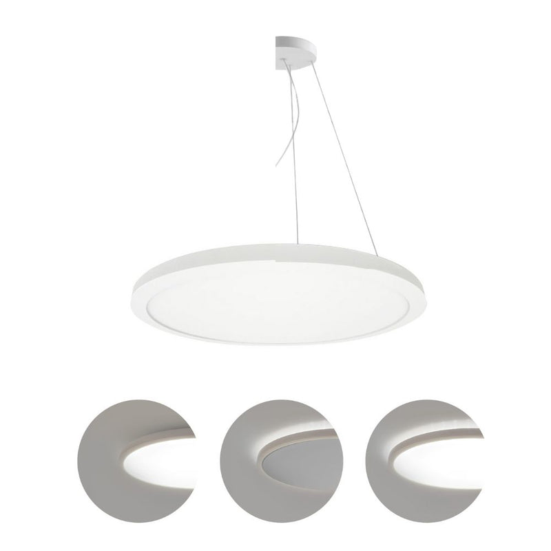 Plafoniera LED ultrasottile in policarbonato - 3 modalità di funzionamento - Potenza 32/36/40W e CCT selezionabili - Kit per installazione a sospensione NON incluso