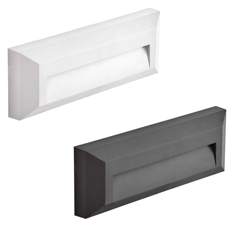 Segnapasso in ABS e policarbonato a parete - Cover Bianca e Antracite in dotazione - Fascio asimmetrico - 4W con Luce selezionabile CCT