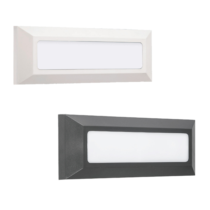 Segnapasso in ABS e policarbonato a parete - Cover Bianca e Antracite in dotazione - Fascio simmetrico - 4W con Luce selezionabile CCT