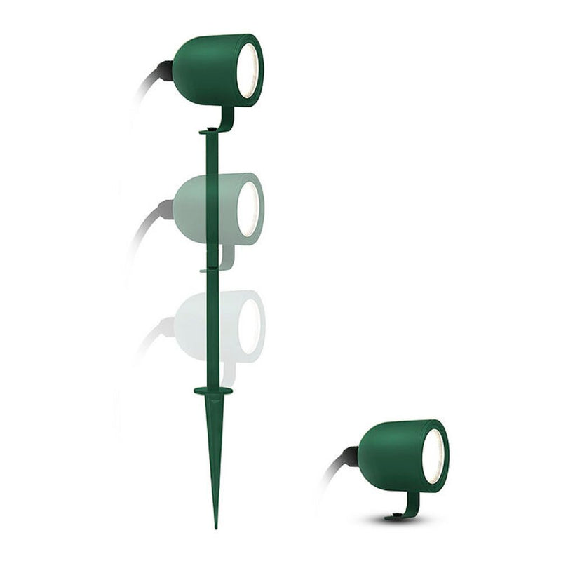 Picchetto con Altezza e Inclinazione Regolabile IP65 - Attacco GU10 - Con connettore IP68 e Cavo 50cm Incluso - Verde