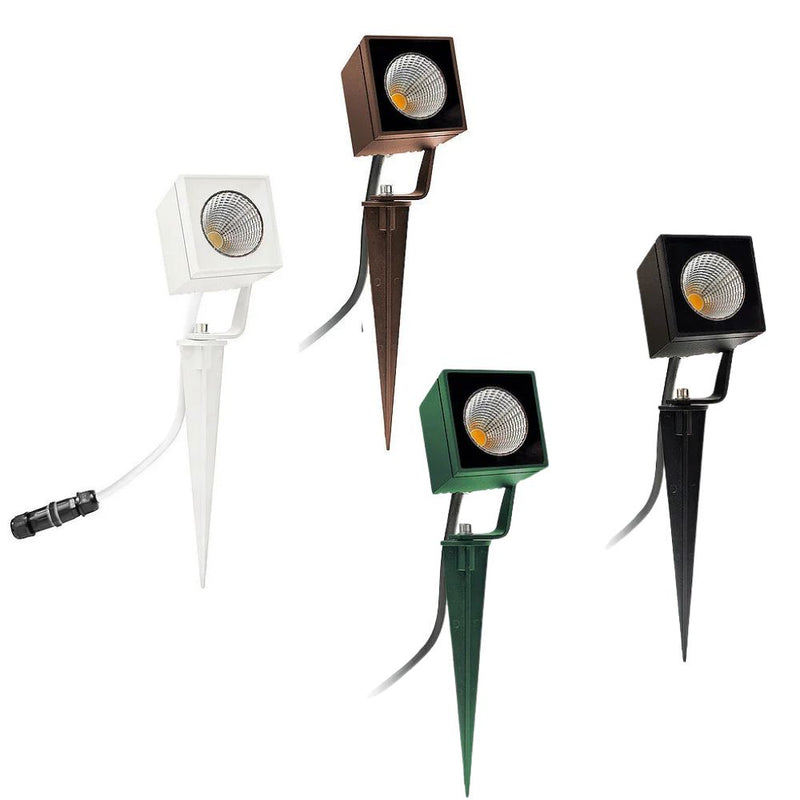 Picchetto in alluminio con inclinazione regolabile forma quadrata - LED integrato 7W - Luce Calda 3000K - Colore Verde