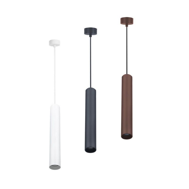 Pendente Cilindrico Nero - Attacco GU10 - Lunghezza Cavo 120cm - Max 7W