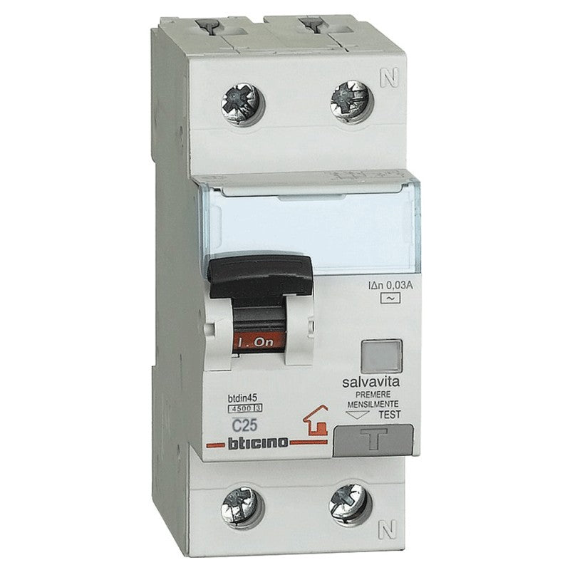 Magnetotermico differenziale Bticino 1P+N 25A 30MA F 4,5KA 2M