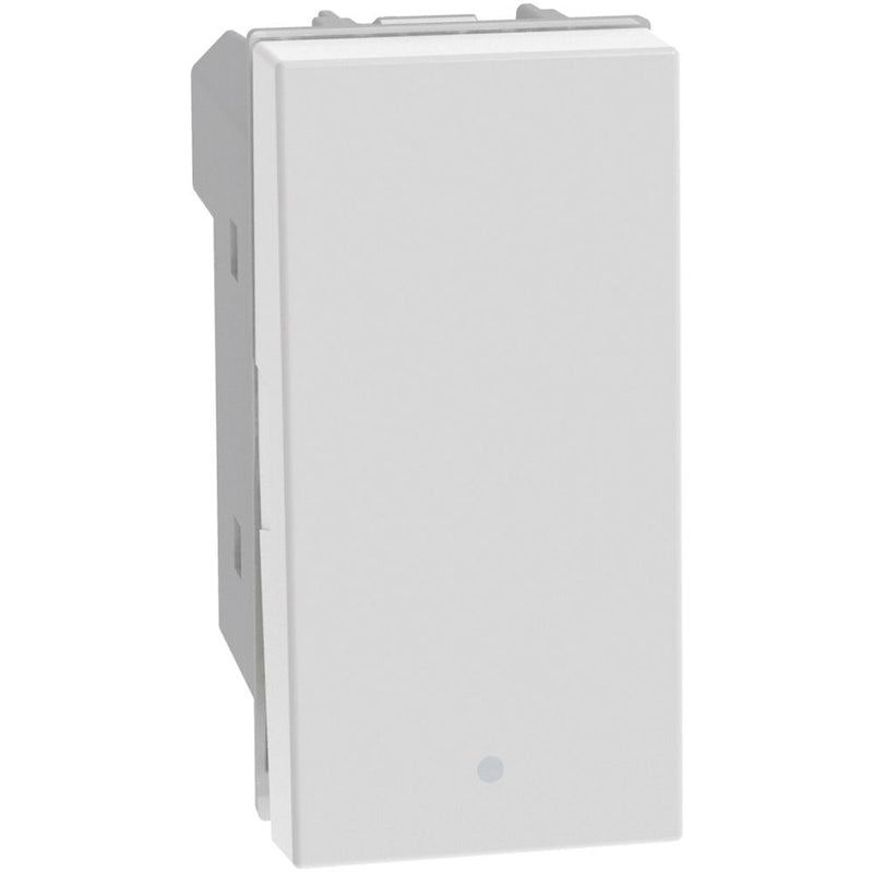 Deviatore basculante 1P 10AX – 250 Va.c. - illuminabile con led LN4742V230T, LN4742V12T, LN4742V230B - 1 modulo - bianco