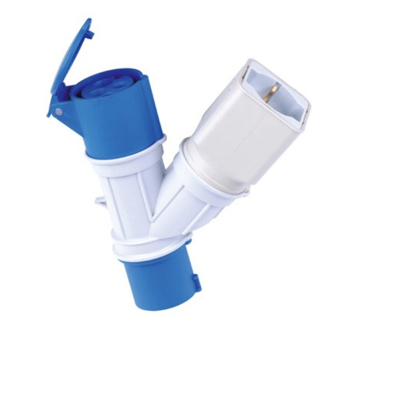 ADATTATORE IND 1 SPINA CEE 16A 2P+T 1 PRESA CEE 16A 2P+T 1 PRUNIV IP44