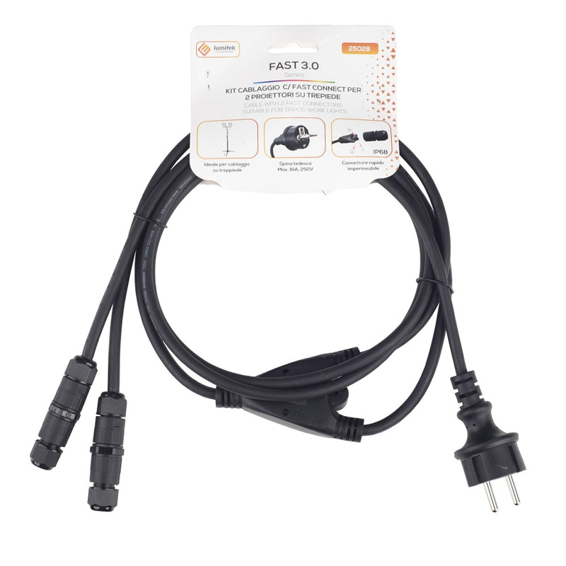 KIT CABLAGGIO  C/ FAST CONNECT IP65 PER 2 PROIETTORI SU TREPIEDE