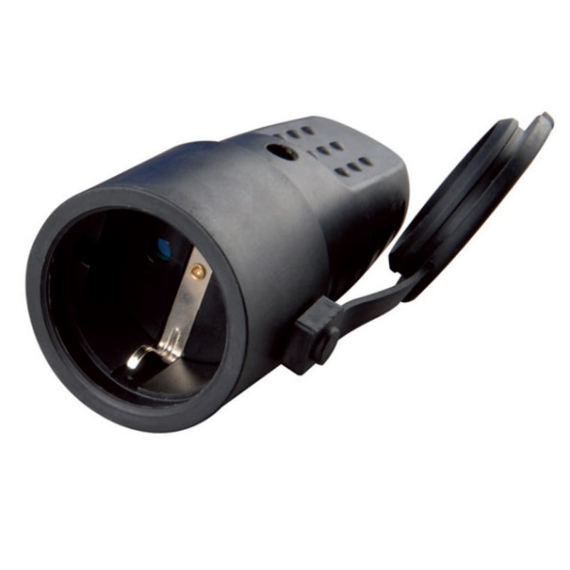 PRESA SCHUKO IN GOMMA ANTISPRUZZO IP44 NERA