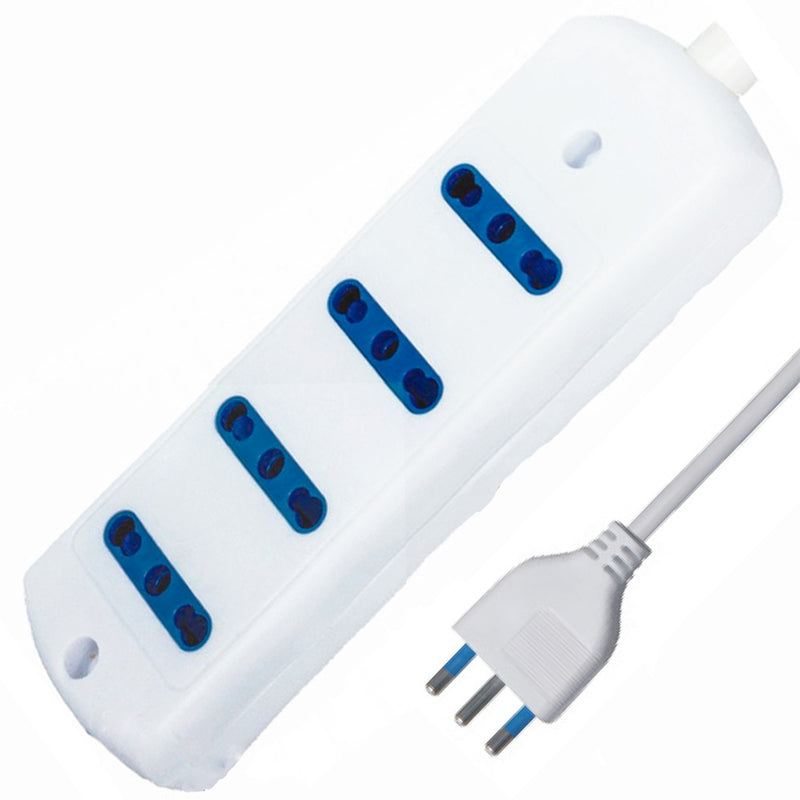 MULTIPRESA 6 USCITE BIP 10/16A 2P+T SPINA 16A CAVO 1.5M 3500W IMQ BIANCA