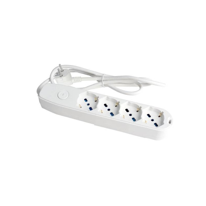 MULTIPRESA 4 USCITE UNIVERS. SP.SCHUKO CAVO MT.1.5 BIANCO (RIF.30104N)