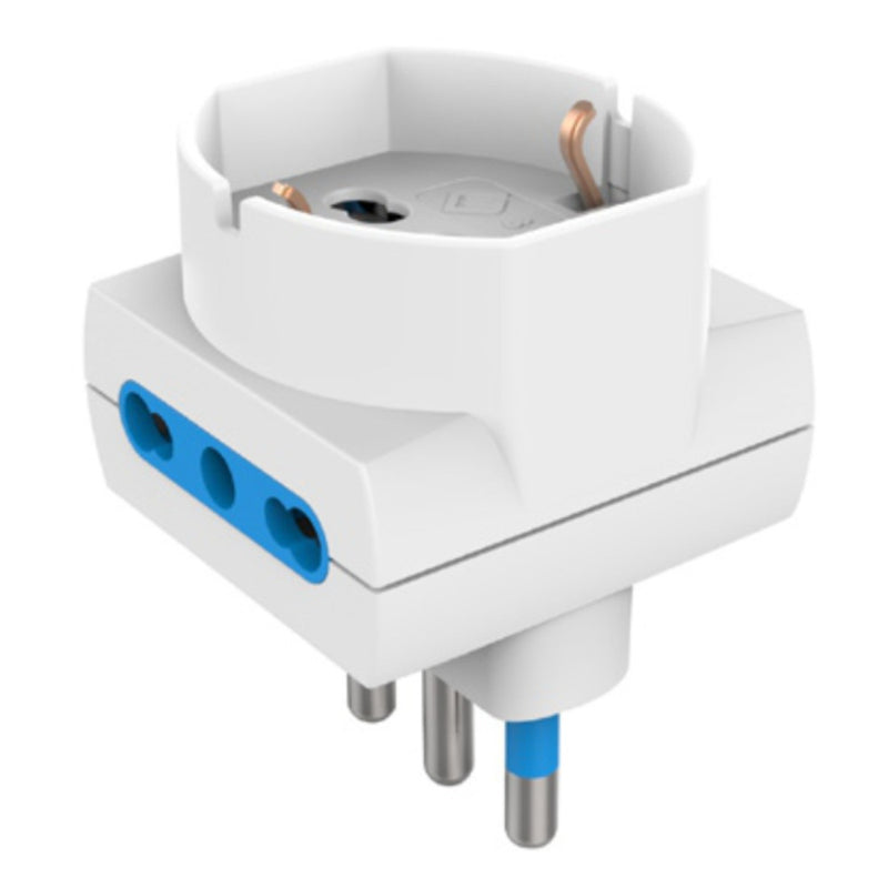 ADATTATORE SP 16A 2P+T 1 PR UNIVERSALE 2 PR BIPASSO 10/16A BIANCO
