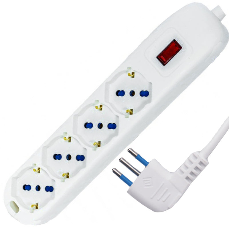 MULTIPRESA 3 USCITE UNIV PROT SOVRAC SPINA 10A CAVO 1.5M 2500W BIANCA