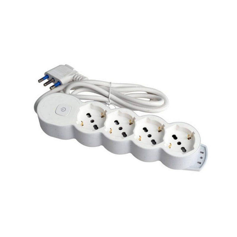 MULTIPRESA 4 PRESE P40 CON ON/OFF, SPINA 16A,BIANCO E GRIGIO, CAVO 1.5MT