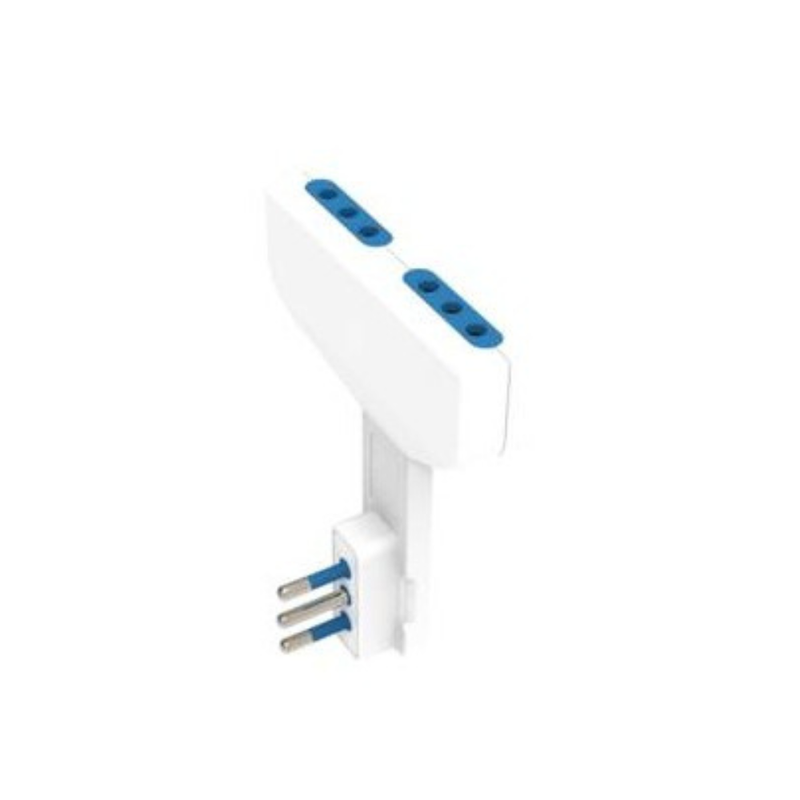 ADATTATORE ULTRAPIATTO SPINA 10A, 2 PRESE 10A 250V BIANCO