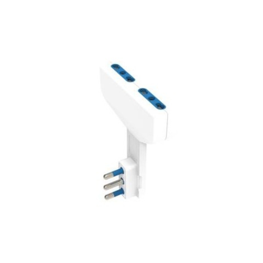 ADATTATORE ULTRAPIATTO SPINA 16A, 2 PRESE 10/16A 250V BIANCO - Elettrowatt
