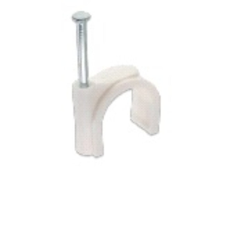 GRAFFETTE FISSACAVO BIANCHE C/CHIODO DIAM.7/8  CONFEZIONE 50 PZ