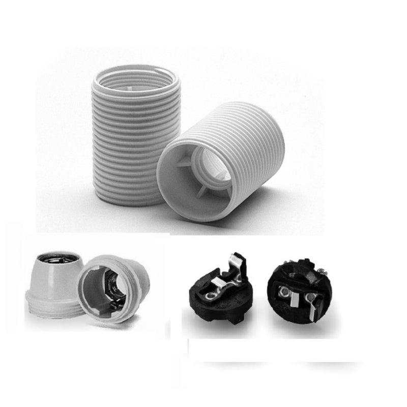 PORTALAMPADE ATTACCO E14 IN 3 PEZZI CAMICIA FILETTATA BIANCO