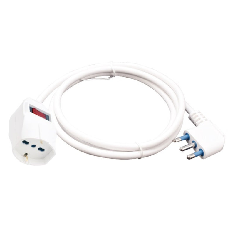 PROLUNGA 1 USCITA UNIV PROT SOVRAC SPINA 10A CAVO 3X0.75MM 3M BIANCA