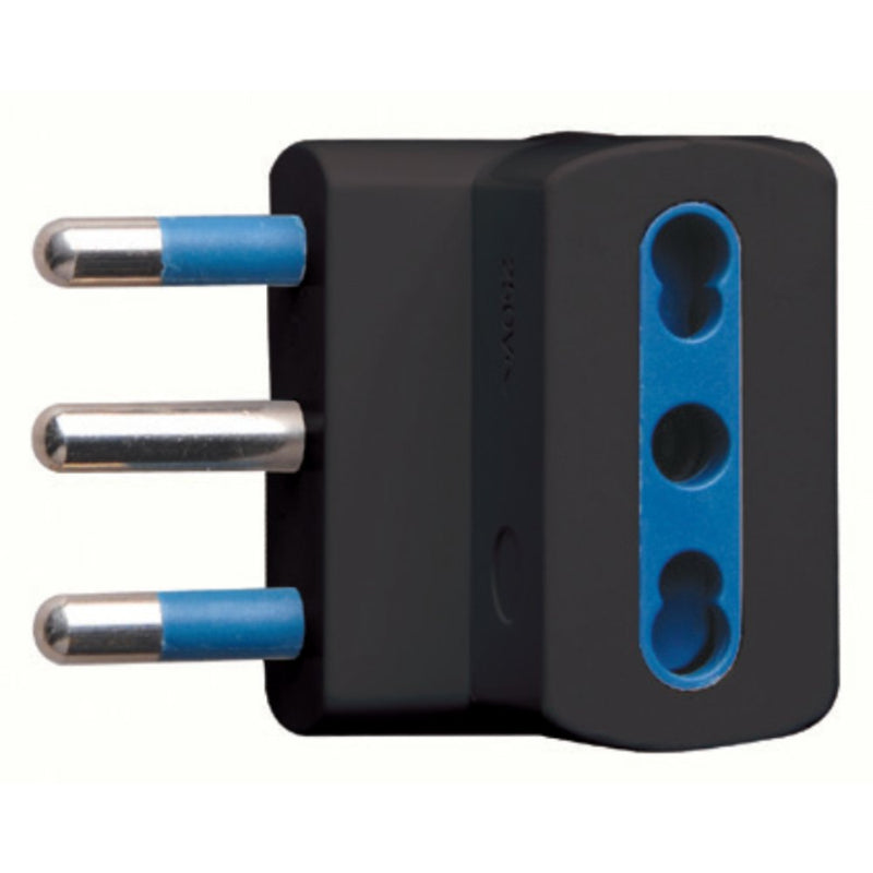 ADATTATORE SPINA 16A 2P+T 3 PRESE BIPASSO 10/16A IMQ NERO SFUSO