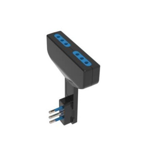 ADATTATORE ULTRAPIATTO SPINA 10A, 2 PRESE 10A 250V NERO, SFUSO - Elettrowatt