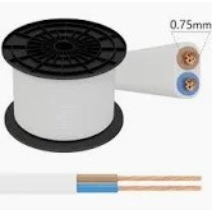 CAVO 2X0.75 BIANCO - BOBINA DA 100 METRI - PREZZO AL METRO - ElettroWatt.eu