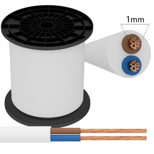 CAVO 2X1 BIANCO - BOBINA 100 METRI - PREZZO AL METRO - ElettroWatt.eu