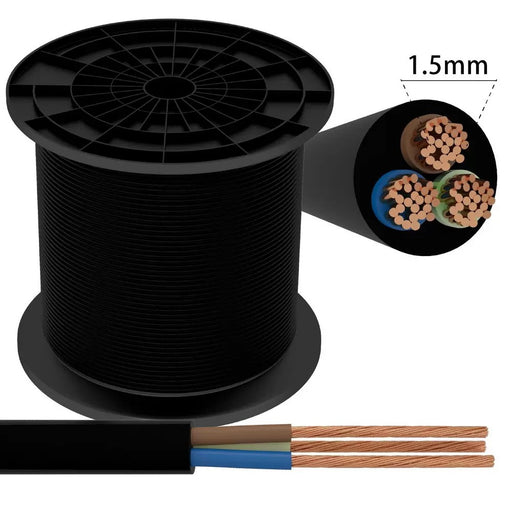 CAVO 3X1,5 NERO - BOBINA DA 100 Metri - PREZZO AL METRO - ElettroWatt.eu