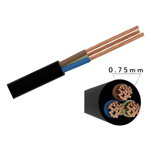 CAVO - 3X0.75MM - 120 METRO- NERO - PREZZO AL MT. - ElettroWatt.eu