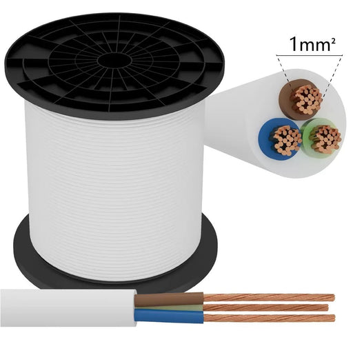 CAVO 3X1,00 BIANCO BOBINA 120 METRI - PREZZO AL METRO - ElettroWatt.eu