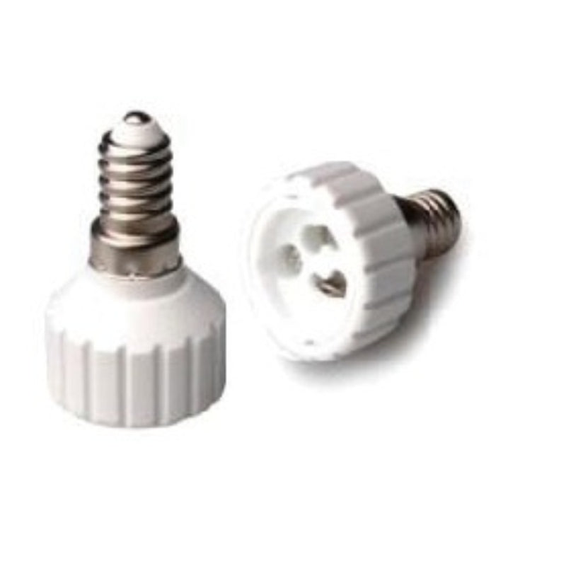 ADATTATORE DI ATTACCO PER LAMPADINA E14-GU10 CORPO TERMOPLASTICO BIANCO